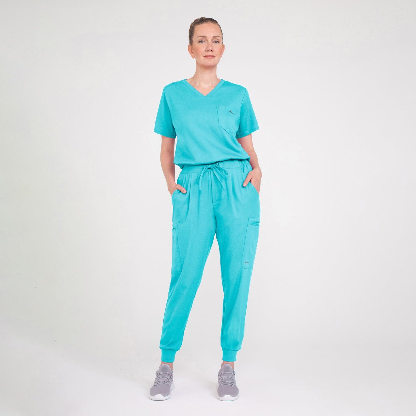 CopperActive™ Scrub Teal Set: Women’s V-neck Top & Jogger Pants
